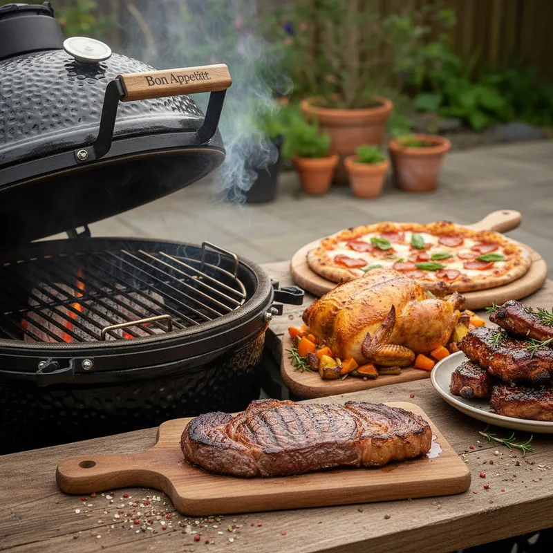Recettes kamado : poulet, pizza, côte de boeuf et ribs