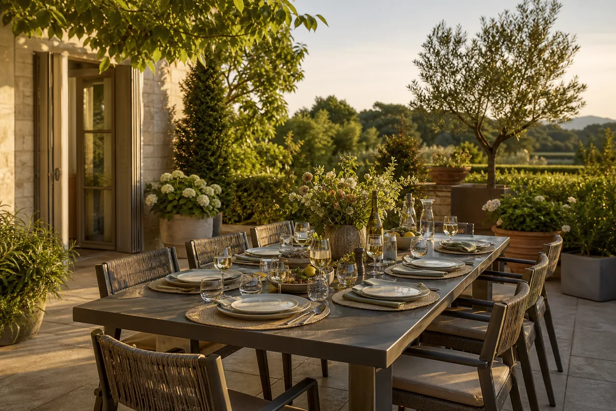 Table de terrasse : matériaux et choix du plateau